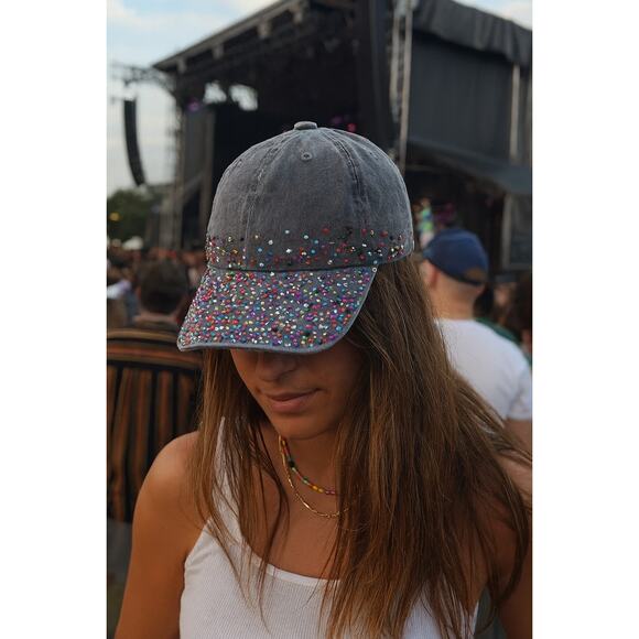 Colorful Rhinestone studded Ladies Bling Streetwear Activewear Baseball Cap Hat - Picture 2 of 8